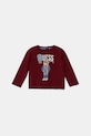 Guess longsleeve bawełniany niemowlęcy nadruk bordowy I5YI04.K8HM4.9BYA