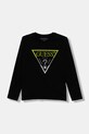 Guess longsleeve bawełniany dziecięcy nadruk czarny L5YI06.K8HM4.9BYA