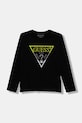 Guess longsleeve bawełniany dziecięcy nadruk czarny L5YI06.K8HM4.9BYA