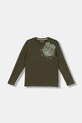 Guess longsleeve bawełniany dziecięcy nadruk zielony L5YI16.K8HM4.9BYA