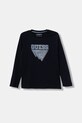 Guess longsleeve bawełniany dziecięcy nadruk granatowy L5YI27.K8HM4.9BYA