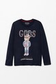 Guess longsleeve din bumbac pentru copii print bleumarin L5YI30.K8HM4.9BYA