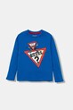 Guess longsleeve bawełniany dziecięcy nadruk niebieski N5YI01.K8HM4.9BYA