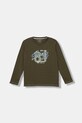 Guess longsleeve bawełniany dziecięcy nadruk zielony N5YI15.K8HM4.9BYA