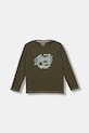 Guess longsleeve bawełniany dziecięcy nadruk zielony N5YI15.K8HM4.9BYA
