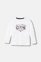 Guess longsleeve bawełniany dziecięcy nadruk biały N5YI21.K8HM4.9BYA