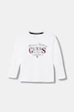 Guess longsleeve bawełniany dziecięcy nadruk biały N5YI21.K8HM4.9BYA