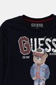 Băieți Guess longsleeve din bumbac pentru copii N5YI23.K8HM4.9BYA bleumarin