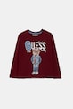 Guess longsleeve bawełniany dziecięcy nadruk bordowy N5YI23.K8HM4.9BYA