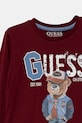 Chłopiec Guess longsleeve bawełniany dziecięcy N5YI23.K8HM4.9BYA bordowy