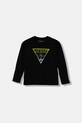 Guess longsleeve bawełniany dziecięcy aplikacja czarny N5YI24.K8HM4.9BYA