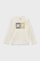 Mayoral longsleeve bawełniany 173.5C.Mini.9BYA beżowy AW25