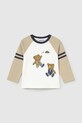 Mayoral longsleeve bawełniany niemowlęcy 2059.3A.Baby.9BYA beżowy AW25