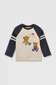 Mayoral longsleeve bawełniany niemowlęcy nadruk granatowy 2059.3A.Baby.9BYA