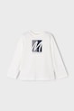 Mayoral longsleeve din bumbac pentru copii 4086.5D.Mini.9BYA alb AW25