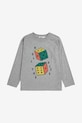Bobo Choses longsleeve din bumbac pentru bebeluși Roll the Dice 225AC015 gri AW25