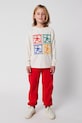 Bobo Choses longsleeve din bumbac pentru copii Rainbow Mr Pencil alb 225AC020