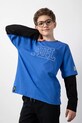 Coccodrillo longsleeve bawełniany dziecięcy nadruk niebieski ZC5143102ABJ