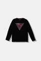 Guess longsleeve bawełniany dziecięcy aplikacja czarny L5BI04.I3Z14.9BYA