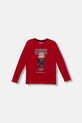 Guess longsleeve bawełniany dziecięcy nadruk czerwony L5BI09.I3Z14.9BYA