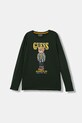 Guess longsleeve bawełniany dziecięcy nadruk zielony L5BI09.I3Z14.9BYA