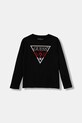 Guess longsleeve bawełniany dziecięcy aplikacja czarny L5BI35.I3Z14.9BYA