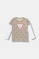Guess longsleeve bawełniany dziecięcy wzorzyste beżowy N5BI03.I3Z14.9BYA