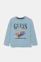 Guess longsleeve bawełniany dziecięcy nadruk niebieski N5BI04.I3Z14.9BYA