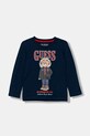 Guess longsleeve bawełniany dziecięcy nadruk granatowy N5BI04.I3Z14.9BYA