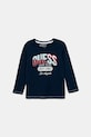 Detská bavlnená košeľa s dlhým rukávom Guess nášivka tmavomodrá N5BI06.I3Z14.9BYA