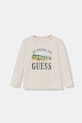 Guess longsleeve bawełniany dziecięcy nadruk beżowy N5BI13.I3Z14.9BYA