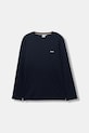 Дитячий бавовняний лонгслів BOSS гладкий темно-синій J52364.162.174