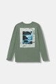 United Colors of Benetton longsleeve bawełniany dziecięcy nadruk zielony 3TAMC10PV.G.seasonal