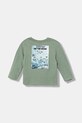 Detská bavlnená košeľa s dlhým rukávom United Colors of Benetton 3TAMG10KM.P.seasonal zelená AW25