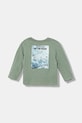 United Colors of Benetton longsleeve din bumbac pentru copii 3TAMG10KM.P.seasonal verde AW25
