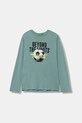 United Colors of Benetton longsleeve bawełniany dziecięcy nadruk turkusowy 35RYC10QQ.G.seasonal