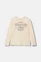 United Colors of Benetton longsleeve bawełniany dziecięcy nadruk beżowy 35RYC10QQ.G.seasonal