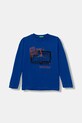 United Colors of Benetton longsleeve bawełniany dziecięcy nadruk niebieski 35RYC10QQ.G.seasonal