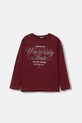 United Colors of Benetton longsleeve bawełniany dziecięcy nadruk bordowy 35RYC10QQ.G.seasonal