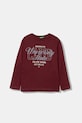 United Colors of Benetton longsleeve din bumbac pentru copii print burgundia 35RYC10QQ.G.seasonal