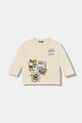 United Colors of Benetton longsleeve bawełniany dziecięcy nadruk beżowy 35RYG10K4.P.seasonal