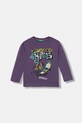 United Colors of Benetton longsleeve bawełniany dziecięcy nadruk fioletowy 35RYG10K4.P.seasonal