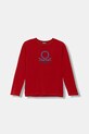 United Colors of Benetton longsleeve bawełniany dziecięcy nadruk czerwony 3I1XC10Q3.G.seasonal