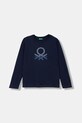 United Colors of Benetton longsleeve bawełniany dziecięcy nadruk granatowy 3I1XC10Q3.G.seasonal