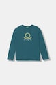 Дитячий бавовняний лонгслів United Colors of Benetton бавовна бірюзовий 3I1XC10Q3.G.seasonal