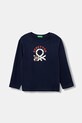 Дитячий бавовняний лонгслів United Colors of Benetton бавовна темно-синій 3I1XG10F2.P.reproposed