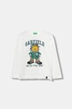 United Colors of Benetton longsleeve bawełniany dziecięcy nadruk biały 35RYC10QA.G.seasonal