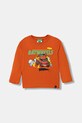 United Colors of Benetton longsleeve bawełniany dziecięcy nadruk pomarańczowy 35RYG10KE.P.seasonal