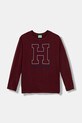 United Colors of Benetton longsleeve din bumbac pentru copii print burgundia 3IVWC10PW.G.seasonal