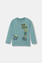 United Colors of Benetton longsleeve bawełniany dziecięcy nadruk turkusowy 3JERG10K5.P.seasonal